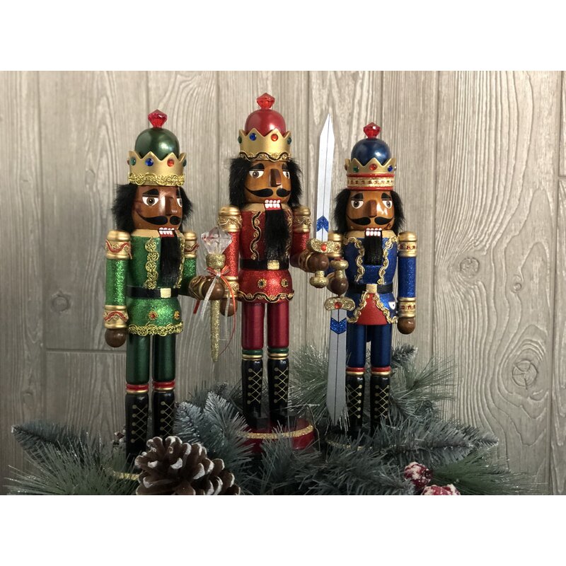 Nutcracker Set of 3 King With Cape, orders Drummer, Jeweled and Bedazzled Nutcrackers